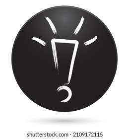 exclamation mark icon, black circle button, vector illustration.
