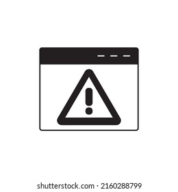 Exclamation mark icon in black flat glyph, filled style isolated on white background