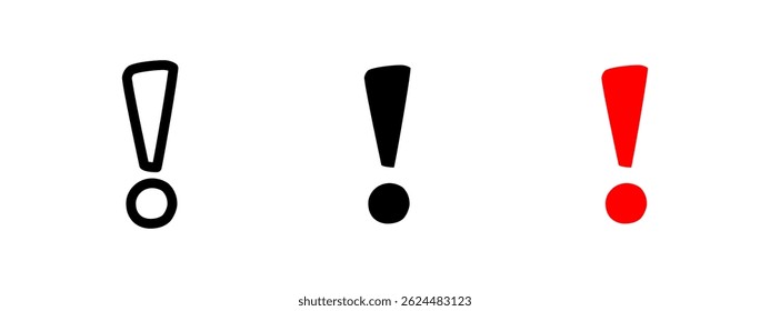 Symbol für Ausrufezeichen. Fette vertikale Linie mit rundem Punkt, der eine Warnung oder eine Warnvektorgrafik darstellt. Universelles Aufmerksamkeits- und Vorsichtssymbol. Not- und Gefahrenzeichen. Piktogramm für kritische Hinweise