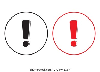 Icono de signo de exclamación colección. Conjunto de signo de exclamación. Advertencia de peligro establece el Vector. Símbolos de advertencia de círculo con signo de exclamación.