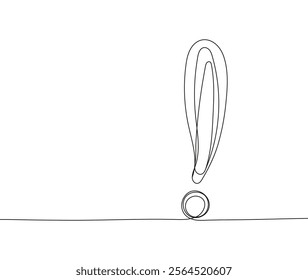 Exclamation mark icon in continuous line style. A symbol expressing emotions such as irritation, amazement, surprise, or excitement. Used to emphasize comments