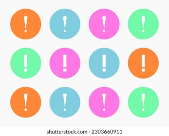exclamation mark icon design, colorfull icons set design