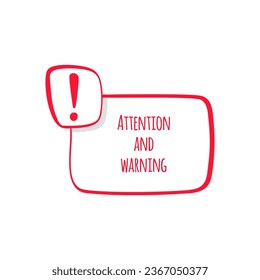 Exclamation mark icon in doodle style. Attention sign icon hand drawn. Hazard warning symbol. Vector illustration.