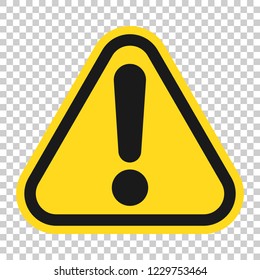 Exclamation mark icon in flat style. Danger alarm vector illustration on isolated background. Caution risk business concept.