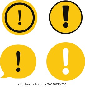 Exclamation mark icon in flat style