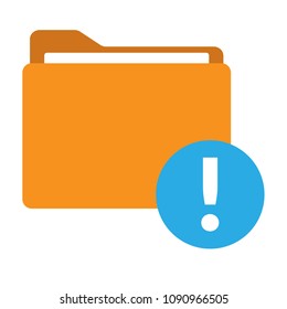 exclamation mark icon and folder.vector illustration