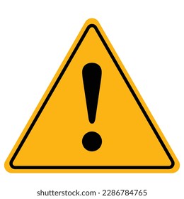 Exclamation mark icon, hazard warning attention sign, danger and caution symbol, error logo, risk graphic, flat style vector illustration for web, app, mobile. Yellow color triangle clip art isolated.
