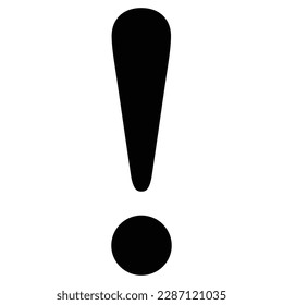 Ausrufezeichen-Symbol, Gefahrenwarnzeichen, Risiko- und Warnsymbol, Fehlerlogo, Risikografik, flache Vektorgrafik für Web, App, Mobile. Schwarze farbige Clipkunst einzeln auf Weiß.
