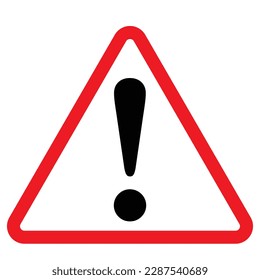 Exclamation mark icon, hazard warning attention sign, danger and caution symbol, error logo, risk graphic, flat style vector illustration for web, app, mobile. Red color triangle clip art isolated.