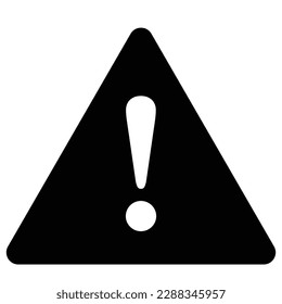Icono de signo de exclamación, signo de atención de aviso de peligro, símbolo de peligro y precaución, logotipo de error, gráfico de riesgo, ilustración vectorial de estilo plano para web, aplicación, móvil. Arte clip de triángulo de color negro aislado.