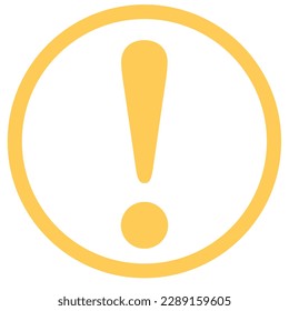 Exclamation mark icon, hazard warning attention sign, danger and caution symbol, error logo, risk graphic, flat style vector illustration for web, app, mobile. Yellow color circle clip art isolated.