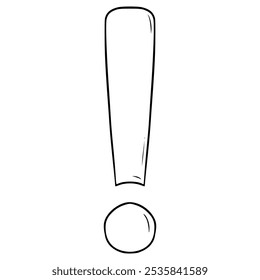 exclamation mark icon illustration hand drawn outline vector