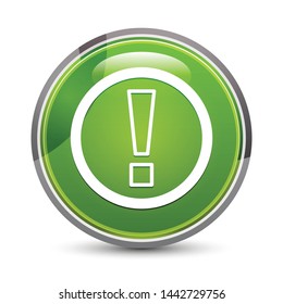 Exclamation mark icon isolated on elegant green round button vector illustration