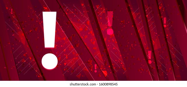 Exclamation mark icon isolated on Abstract design bright red banner background