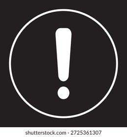 Ausrufezeichen-Symbol einzeln auf schwarzem Hintergrund. Vorsichtsmaßnahmen Kreis Symbol Design. Notfallwarnzeichen, Vektorgrafik. Sprechblase mit Ausrufezeichen.