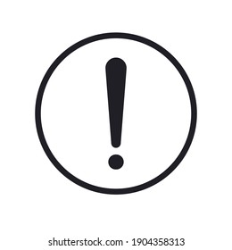 Exclamation mark icon in line circle. Caution symbol. Warning hazard sign. Vector isolated on white