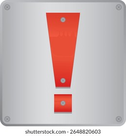 Exclamation mark icon in metallic design
