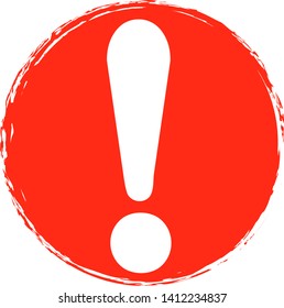 Exclamation mark icon on circle background. Vector illustration. 