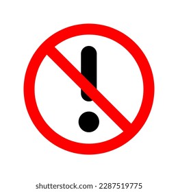 Exclamation mark icon. Exclamation mark is prohibited. Stop or ban red round sign with exclamation mark..eps