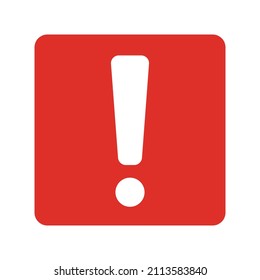 Exclamation mark icon in a red box. Vector.