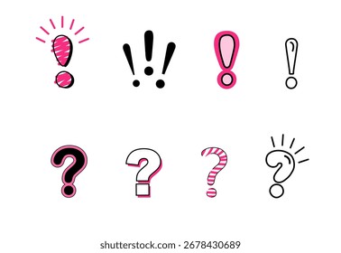 Exclamation mark icon in red speech bubble. Linear question mark.  with black line, doodle style. Vector illustration in a flat style.  - Powered by Shutterstock - Get 15% off with code: PIKWIZARD15