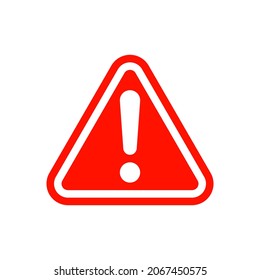 Exclamation mark icon. Red warning icon. Vector red triangular sign with exclamation mark