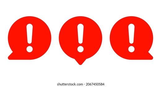 Exclamation mark icon. Red warning icon. Vector red circular signs with exclamation mark