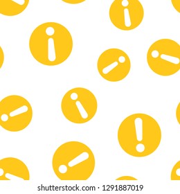 Exclamation mark icon seamless pattern background. Danger alarm vector illustration. Caution risk symbol pattern.