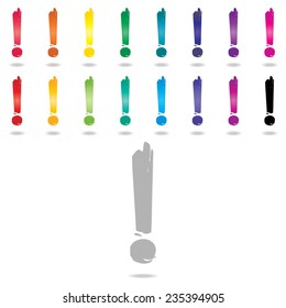 Exclamation mark icon set : colorful vector on white background : logo vector 
