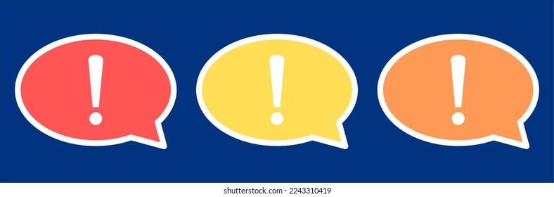 Exclamation mark icon set. Important information icon set.