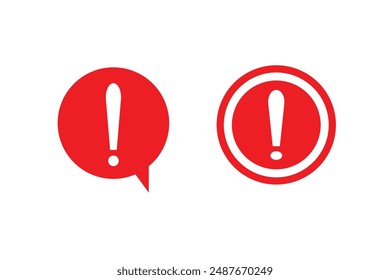 Exclamation mark icon set, red attention sign variations, vector illustration. Red exclamation mark icon vector.