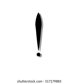 Exclamation mark icon with shadow. Vector illustration. Black exclamation point