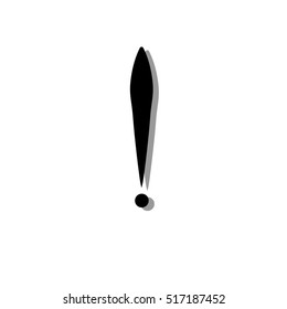 Exclamation mark icon with shadow. Vector illustration. Black exclamation point
