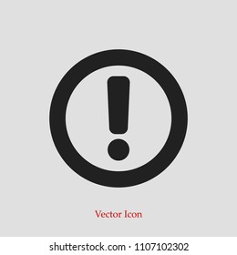 exclamation mark icon, stock vector illustration flat design style