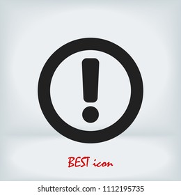 exclamation mark icon, stock vector illustration flat design style