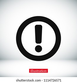 exclamation mark icon, stock vector illustration flat design style