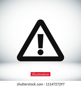 exclamation mark icon, stock vector illustration flat design style