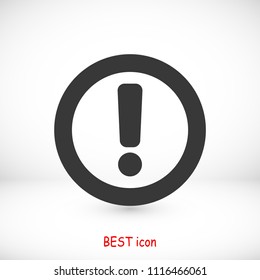 exclamation mark icon, stock vector illustration flat design style