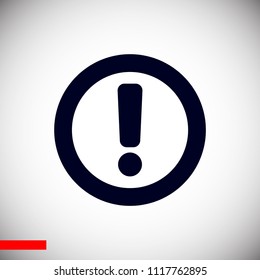 exclamation mark icon, stock vector illustration flat design style