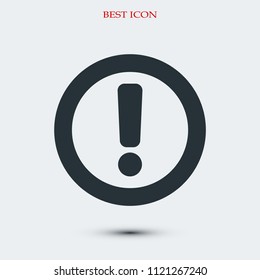 exclamation mark icon, stock vector illustration flat design style