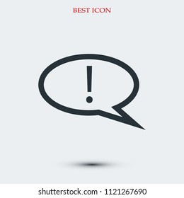 exclamation mark icon, stock vector illustration flat design style