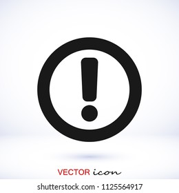exclamation mark icon, stock vector illustration flat design style