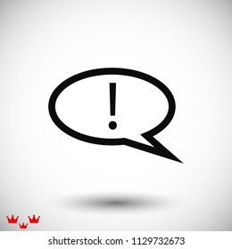 exclamation mark icon, stock vector illustration flat design style