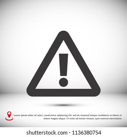 exclamation mark icon, stock vector illustration flat design style
