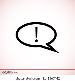 exclamation mark icon, stock vector illustration flat design style