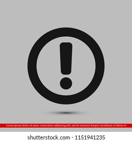 exclamation mark icon, stock vector illustration flat design style