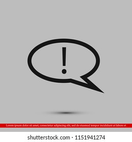 exclamation mark icon, stock vector illustration flat design style