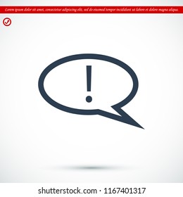 exclamation mark icon, stock vector illustration flat design style
