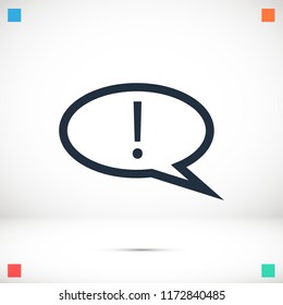 exclamation mark icon, stock vector illustration flat design style