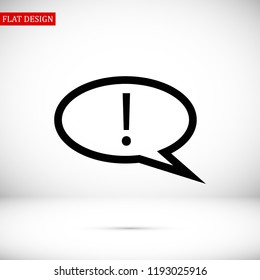 exclamation mark icon, stock vector illustration flat design style